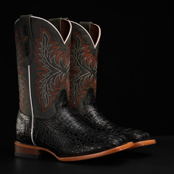 Black Caiman Neck - Square Toe