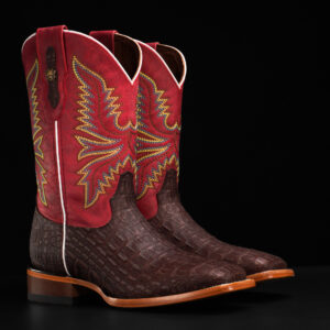 Matte Brown Caiman Horn Back - Square Toe