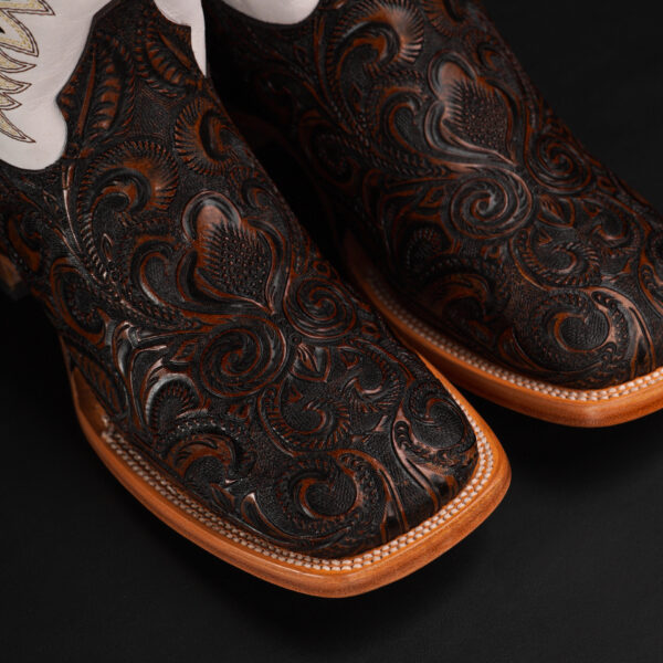 Alfa Brown Hand Tooled – Square Toe - Image 3