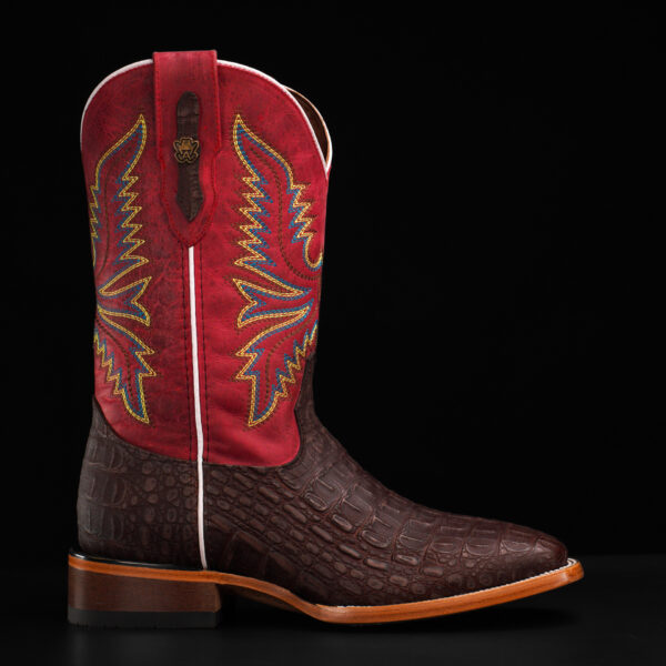 Matte Brown Caiman Horn Back - Square Toe - Image 2