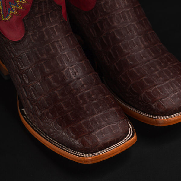 Matte Brown Caiman Horn Back - Square Toe - Image 3