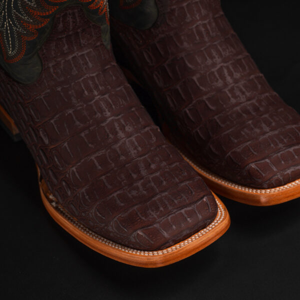 Matte Brown Caiman Horn Back - Square Toe - Image 3
