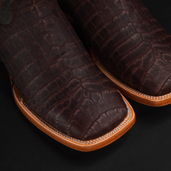Matte Brown Caiman Belly - Square Toe - Image 3