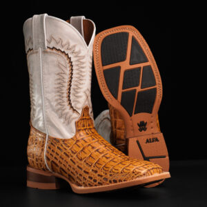 Honey Caiman Horn Back – Square Toe
