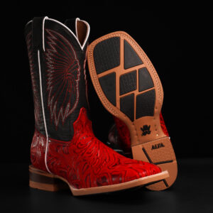 Red Hand Tooled – Square Toe