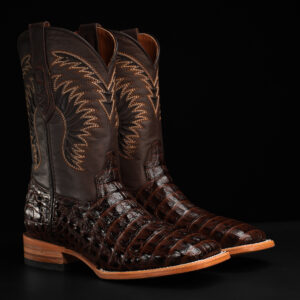 Brown Caiman Horn Back - Square Toe