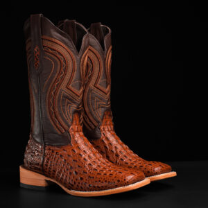 Cognac Caiman Horn Back - Square Toe