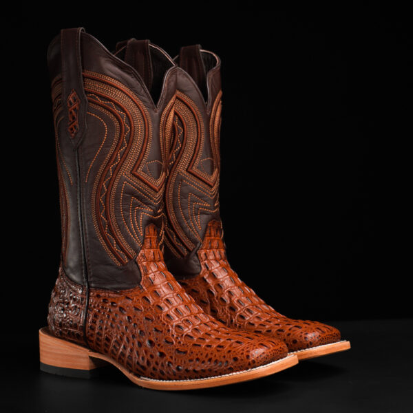 Cognac Caiman Horn Back - Square Toe