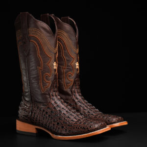 Brown Caiman Horn Back - Square Toe