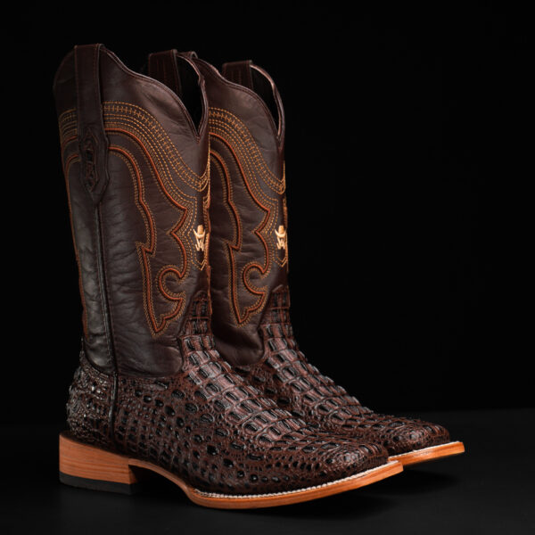 Brown Caiman Horn Back - Square Toe