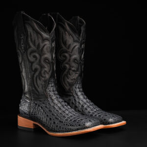 Gray Caiman Horn Back - Square Toe