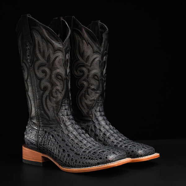 Gray Caiman Horn Back - Square Toe