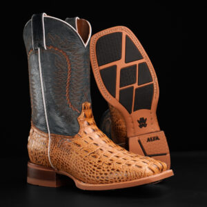 Tan Caiman Horn Back – Square Toe
