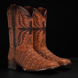 Matte Honey Caiman Belly – Square Toe