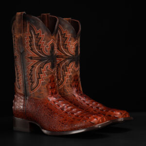 Cognac Caiman Horn Back - Square Toe