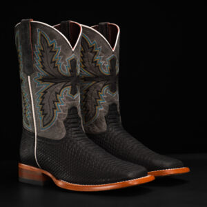 Matte Black Python - Square Toe