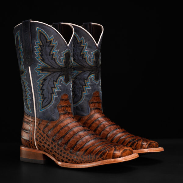 Cognac Caiman Belly - Square Toe
