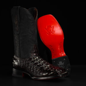 Cherry Caiman Horn Back – Square Toe