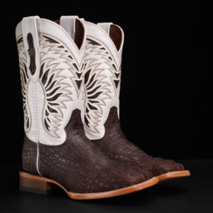 Matte Brown Caiman Neck - Square Toe