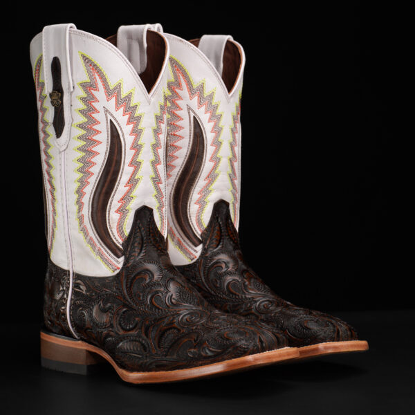Alfa Brown Hand Tooled – Square Toe