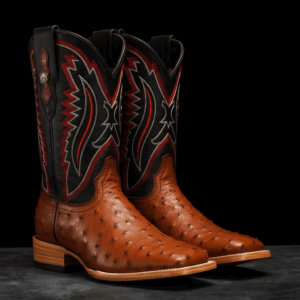 AUTHENTIC Cognac Ostrich – Square Toe