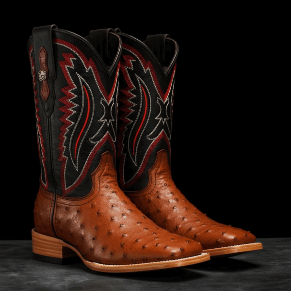 AUTHENTIC Cognac Ostrich – Square Toe