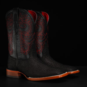 Matte Black Python - Square Toe