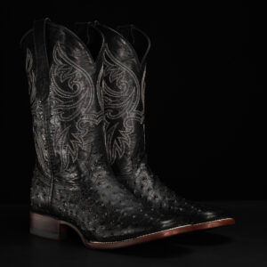 Black Ostrich  – Square Toe