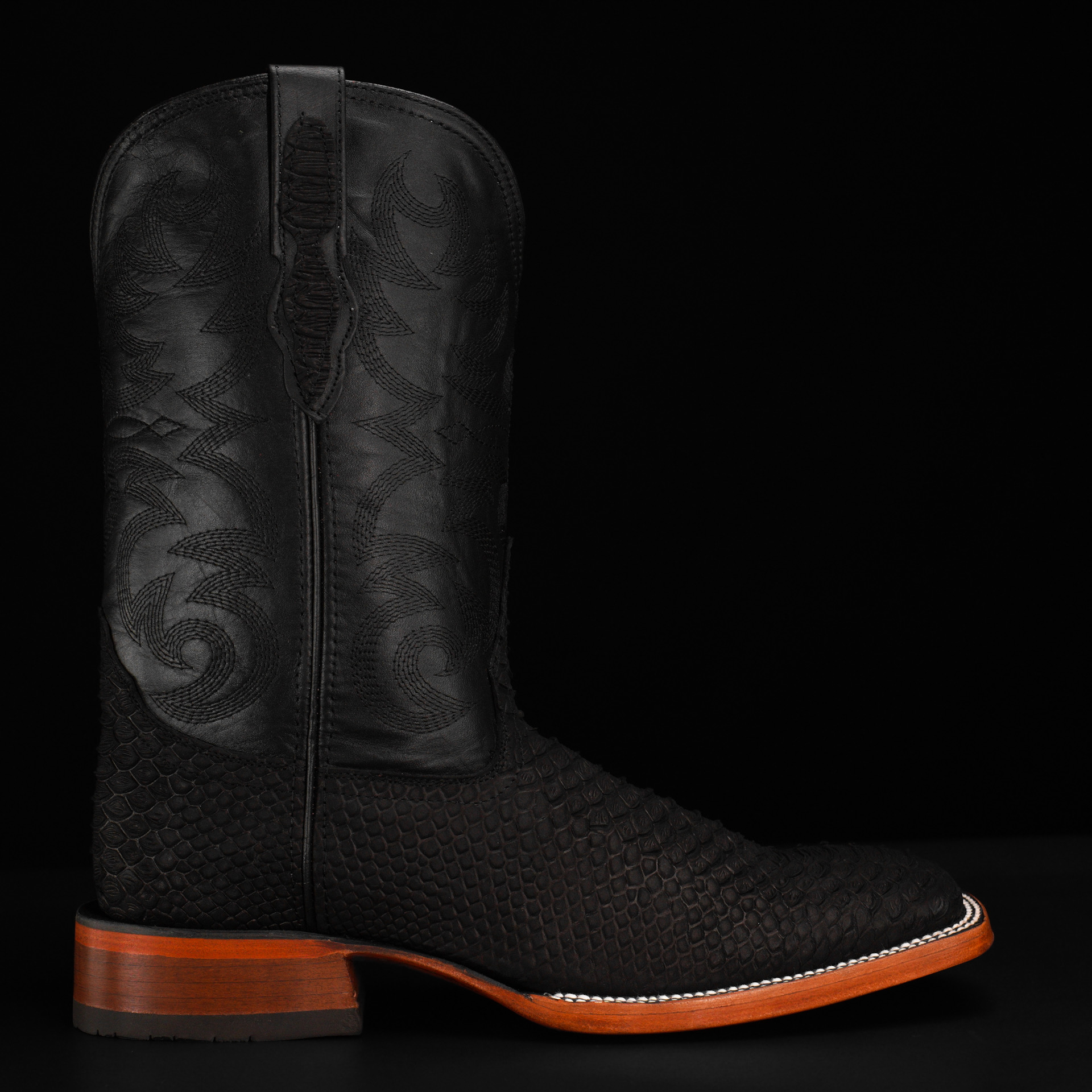 Matte Black Python - Square Toe - Image 2