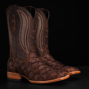 AUTHENTIC Chocolate Brown Pirarucu – Square Toe
