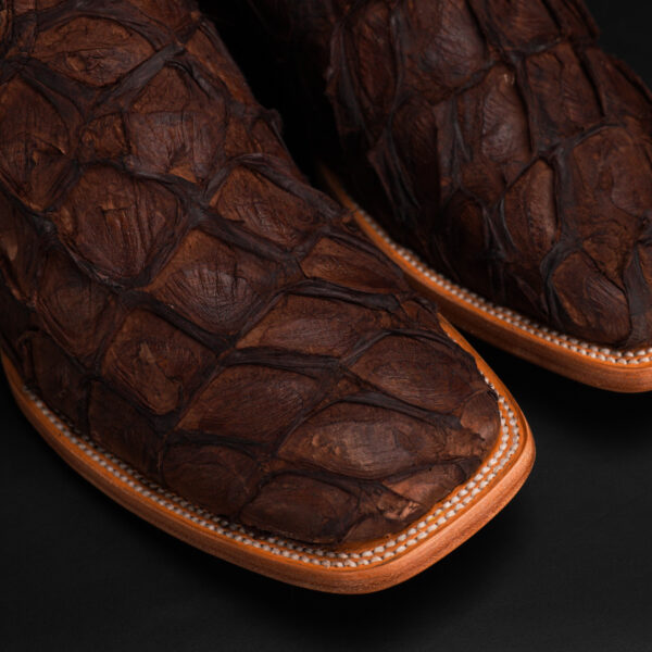 AUTHENTIC Chocolate Brown Pirarucu – Square Toe - Image 3