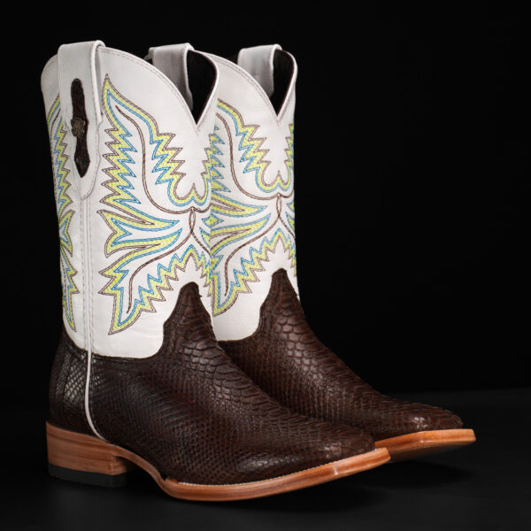 AUTHENTIC Brown Python – Square Toe