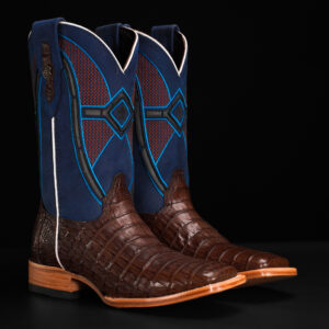 AUTHENTIC Brown Caiman Belly – Square Toe