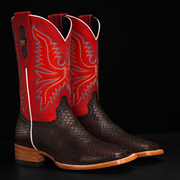 AUTHENTIC Brown Python – Square Toe