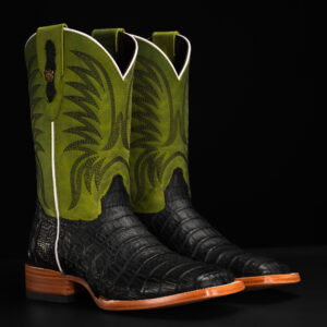 AUTHENTIC Black Caiman Belly – Square Toe