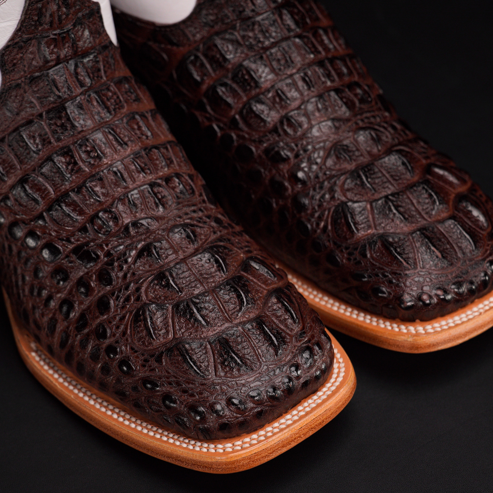 Brown Caiman Neck - Square Toe - Image 2