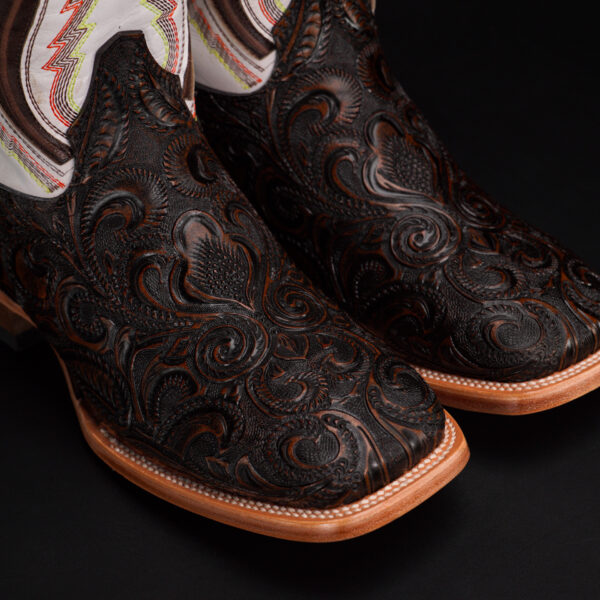 Alfa Brown Hand Tooled – Square Toe - Image 3