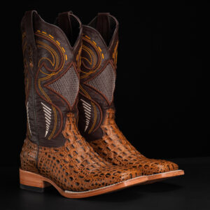 Honey Caiman Horn Back- Square Toe