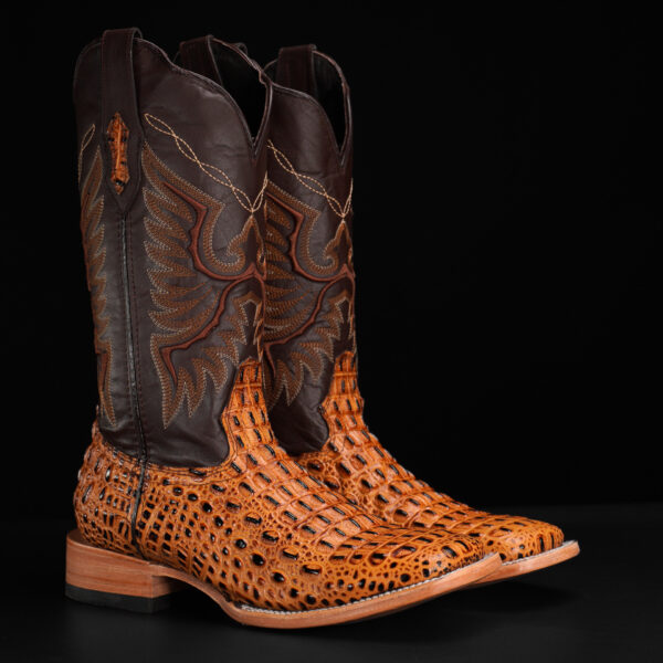 Honey Caiman Horn Back- Square Toe