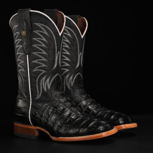 Black Caiman Tail - Square Toe