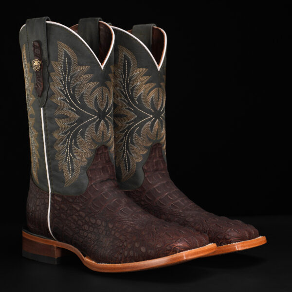 Matte Brown Caiman Neck - Square Toe