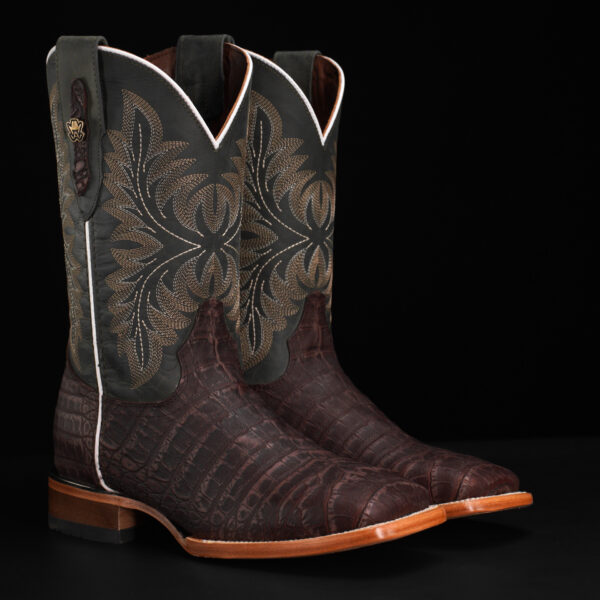 Matte Brown Caiman Belly - Square Toe