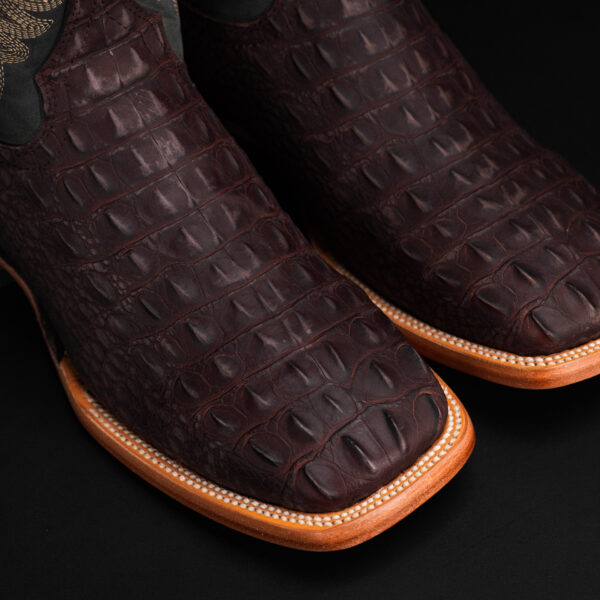 Matte Brown Caiman Horn Back - Square Toe - Image 3