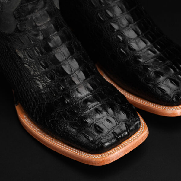 Black Caiman Horn Back - Square Toe - Image 3