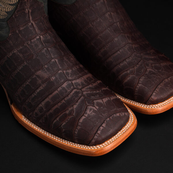 Matte Brown Caiman Belly - Square Toe - Image 3