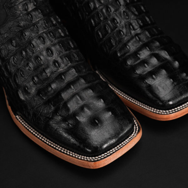Black Caiman Horn Back - Square Toe - Image 3