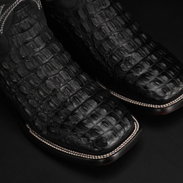Black Caiman Horn Back - Square Toe - Image 3