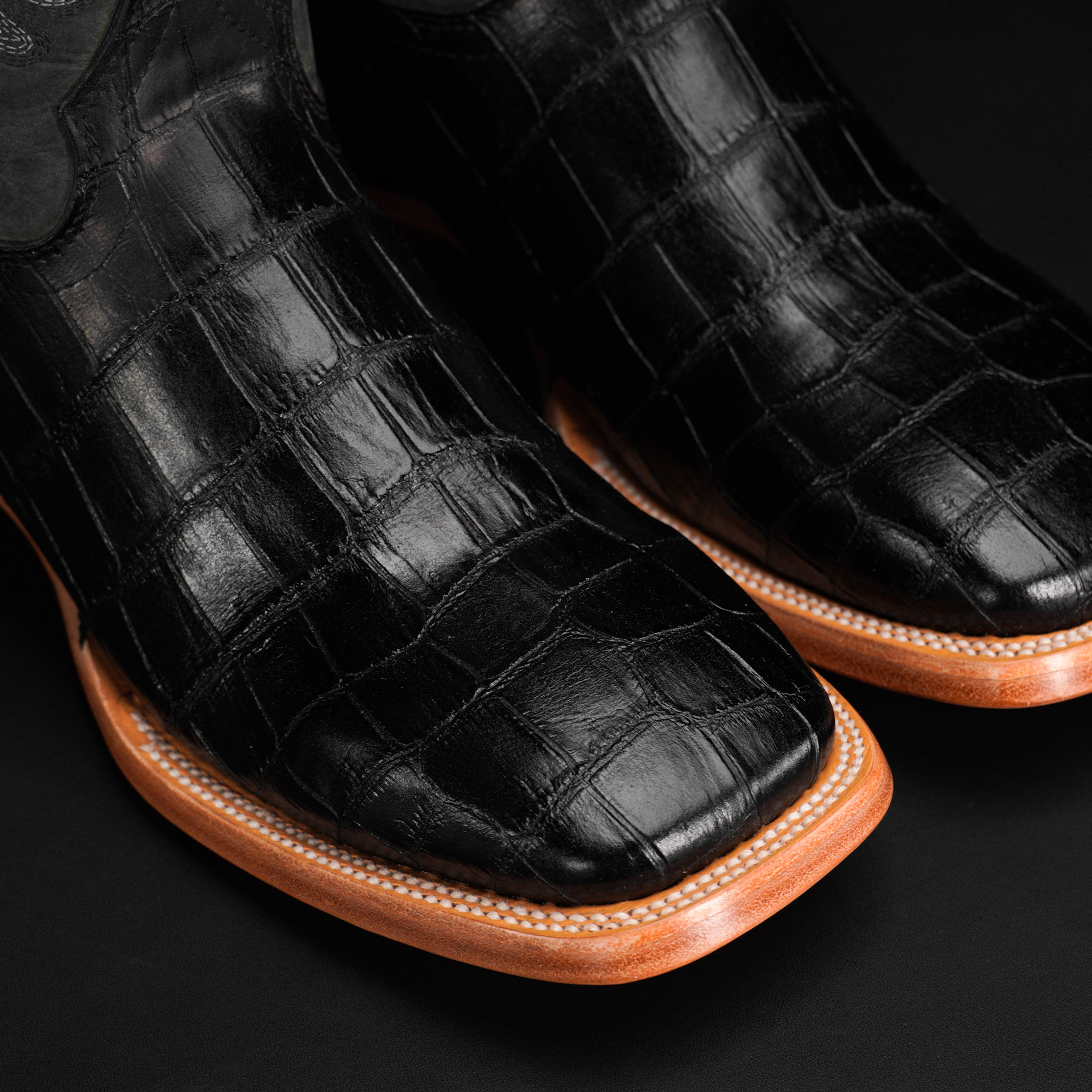 Black Alligator Belly - Square Toe - Image 2