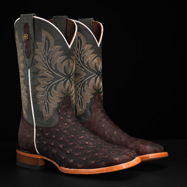 Matte Brown Ostrich – Square Toe