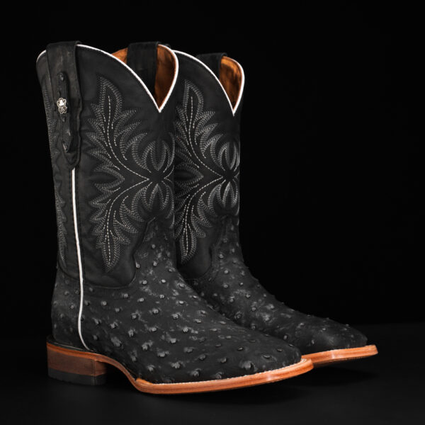 Matte Black Ostrich – Square Toe